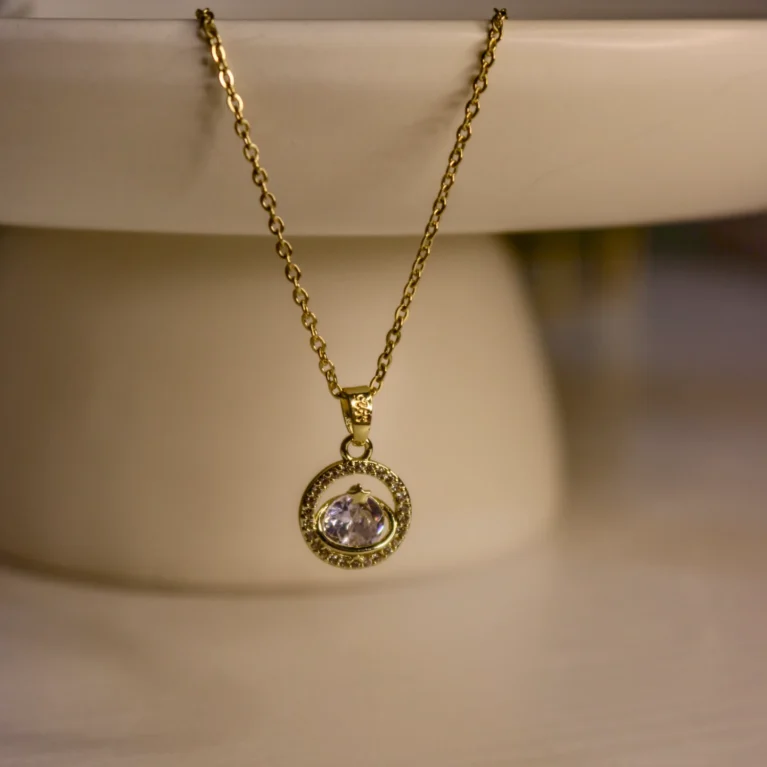 dainty saturn necklace