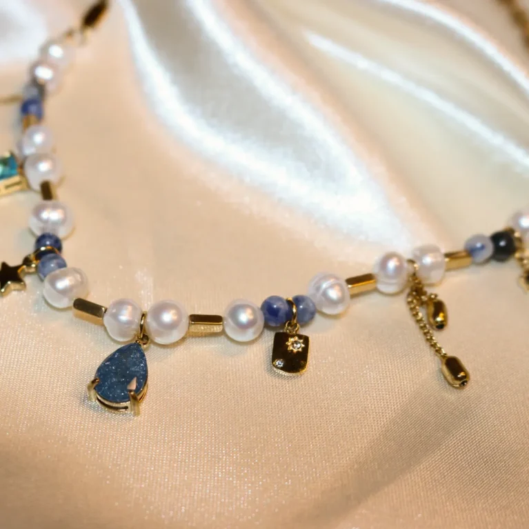 pearl and natural stone necklace